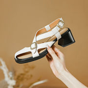 retro square heel leather sandals, view 22 - MRSLM