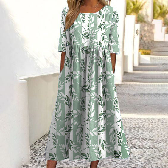 women's printed short sleeve dress, view 13 - MRSLM