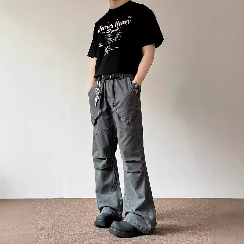 Pleated Deconstructing Large Workwear With Pocket Jeans For Men