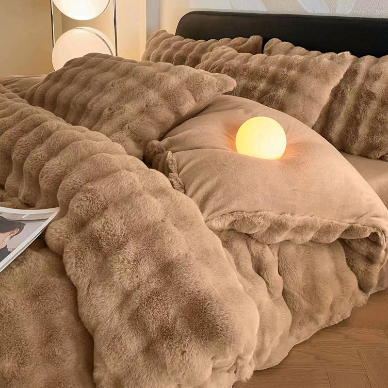 Plush milk fiber four-piece bedding set, view 6 - MRSLM
