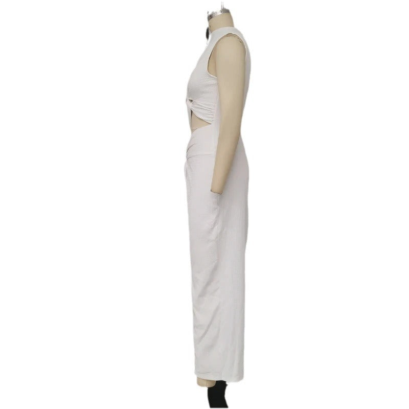 women's white pleated waist dress, view 5 - MRSLM