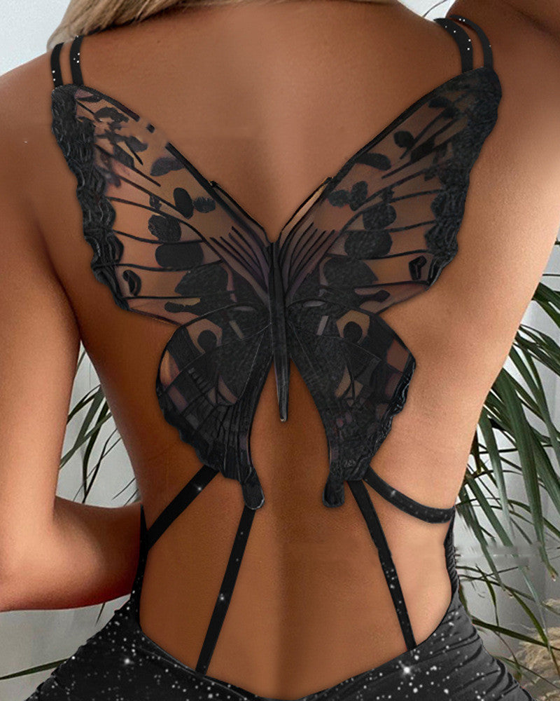 hollow out butterfly dress, view 3 - MRSLM