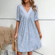 loose V-neck dress, view 9 - MRSLM