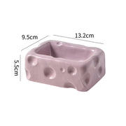 cheese-shaped ceramic pet bowl, view 6 - MRSLM
