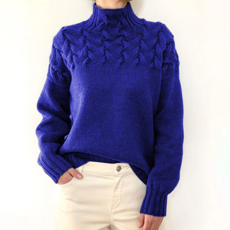 cable woven high collar sweater, view 13 - MRSLM