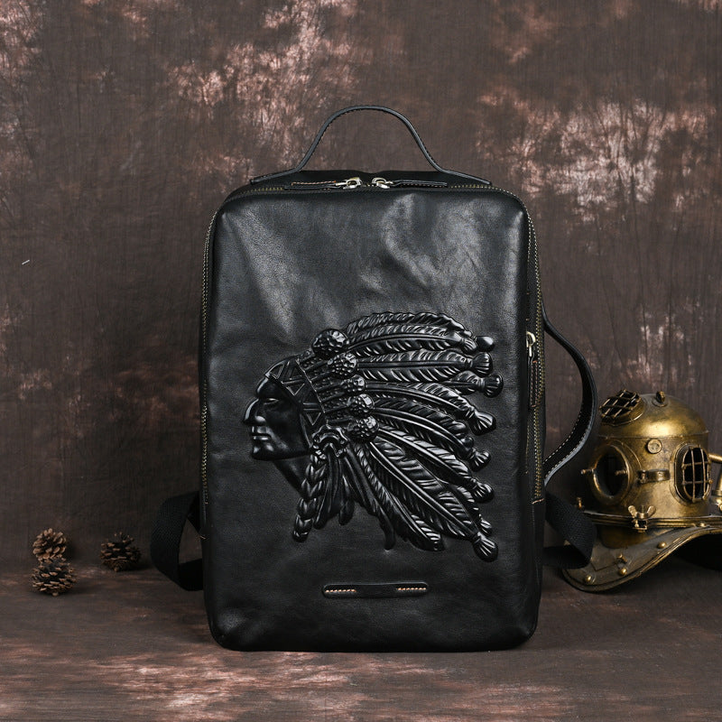 Cowhide leather backpack, view 3 - MRSLM
