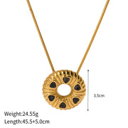18K gold plated O-shaped earrings and necklace, view 5 - MRSLM
