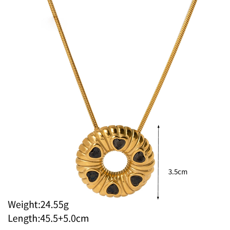 18K gold plated O-shaped earrings and necklace, view 5 - MRSLM