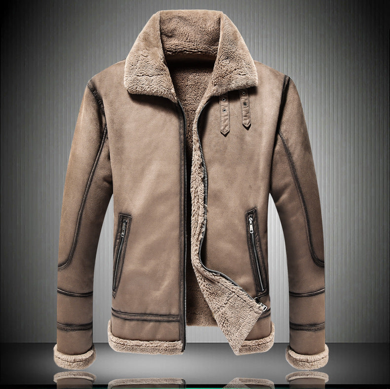 Men's polo collar fleece-lined jacket - MRSLM
