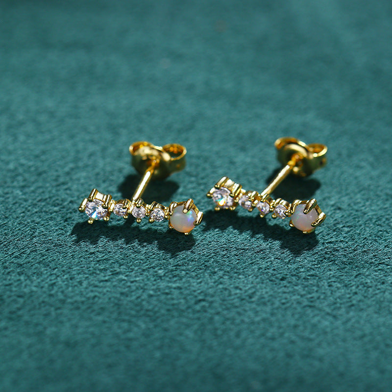 zircon bar stud earrings - MRSLM