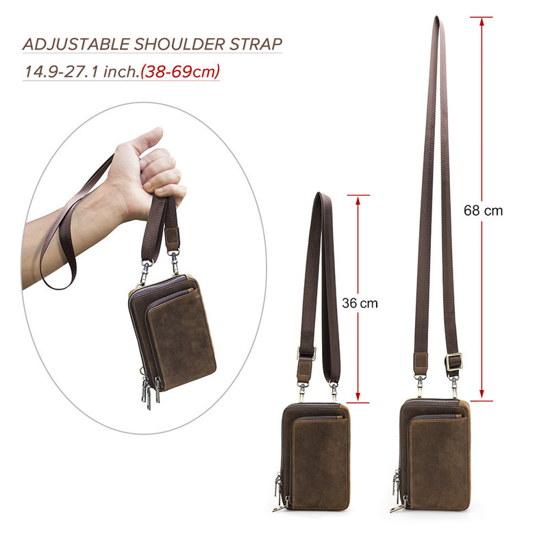 retro cowhide phone bag, view 10 - MRSLM