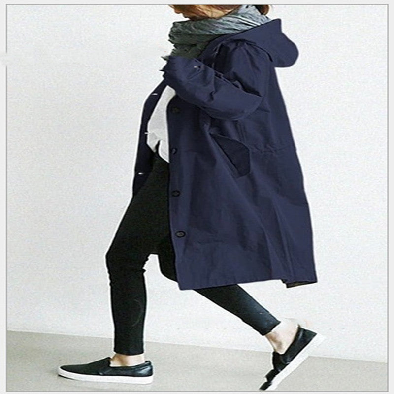 women's hooded windbreaker jacket with button pockets, view 17 - MRSLM