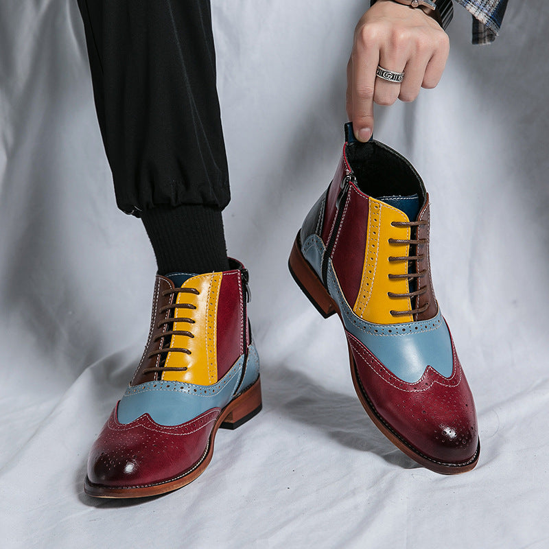 men's mixed colors leather boots, view 5 - MRSLM