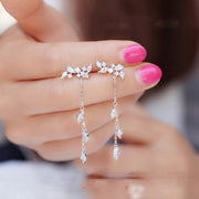 women's crystal long tassel earrings, view 4 - MRSLM