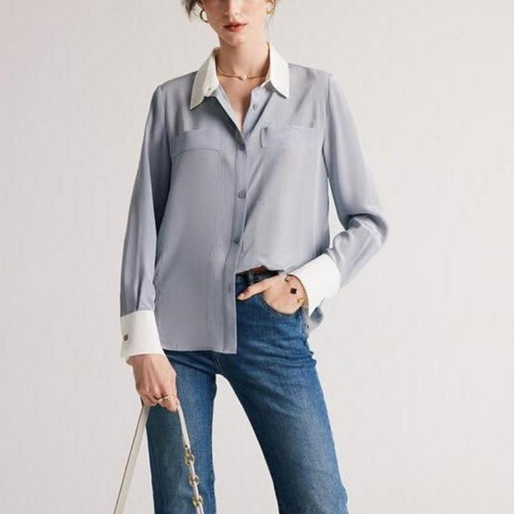 Chic Silk Crepe De Chine Dress Shirt for Women