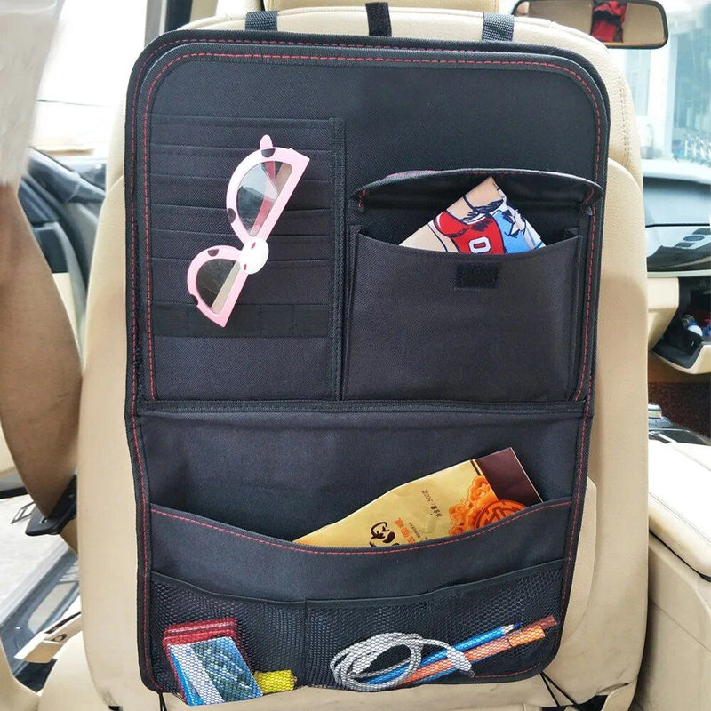 car seat back organizer with foldable tray, view 4 - MRSLM