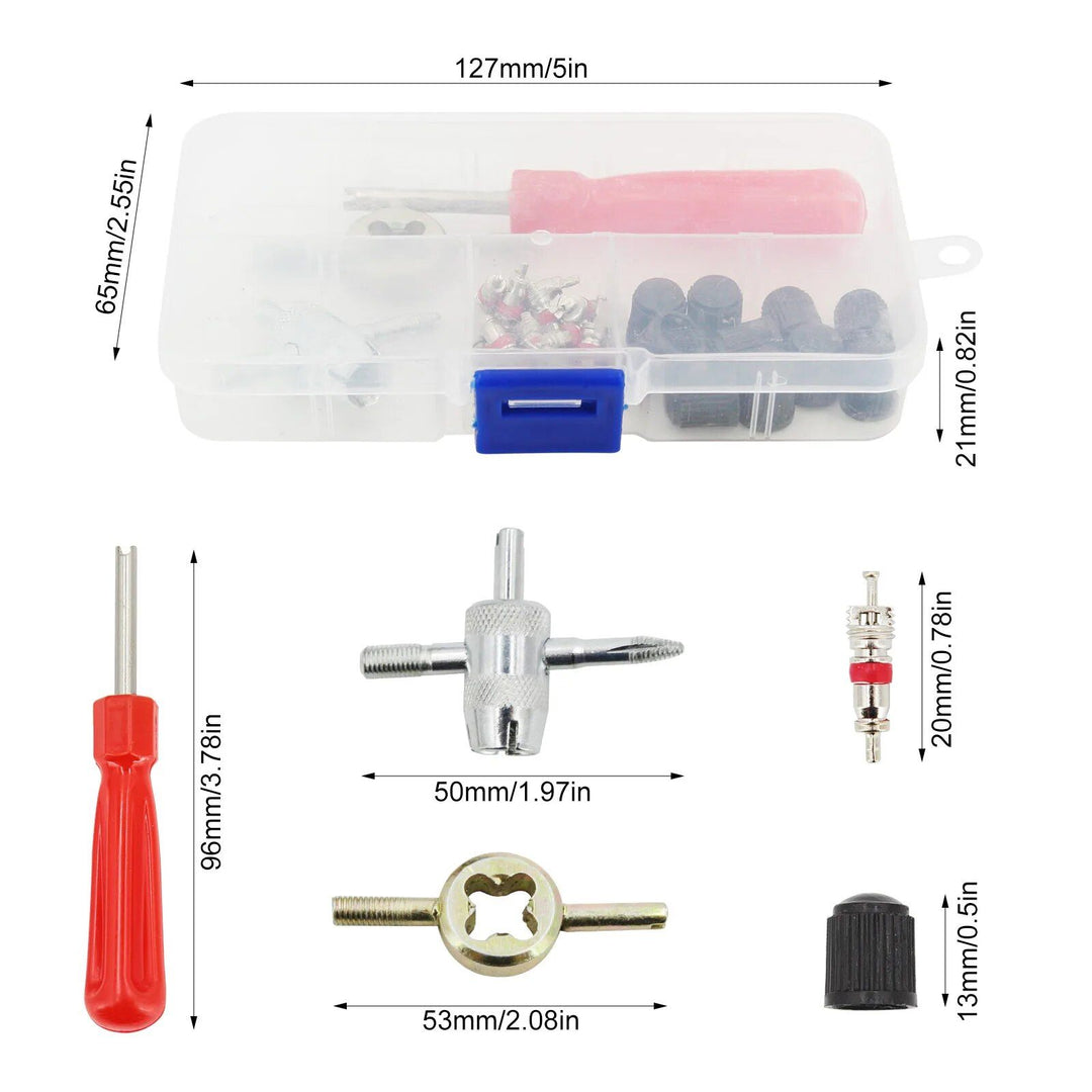 33-Piece Car Tyre Valve Repair & Installation Kit