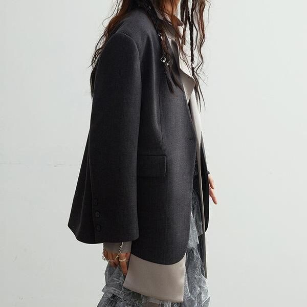 blazer with contrast color scarf collar, view 5 - MRSLM