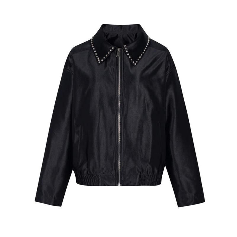 Glossy rivet zip jacket for women, view 7 - MRSLM
