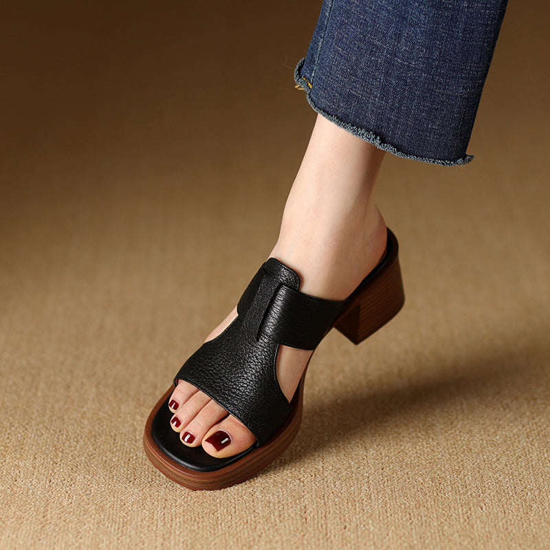 peep toe leather high heel sandals, view 8 - MRSLM