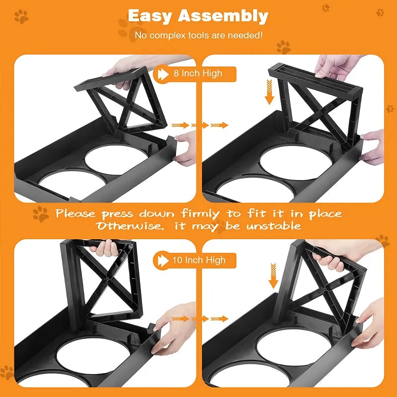 adjustable elevated dog bowl stand, view 7 - MRSLM