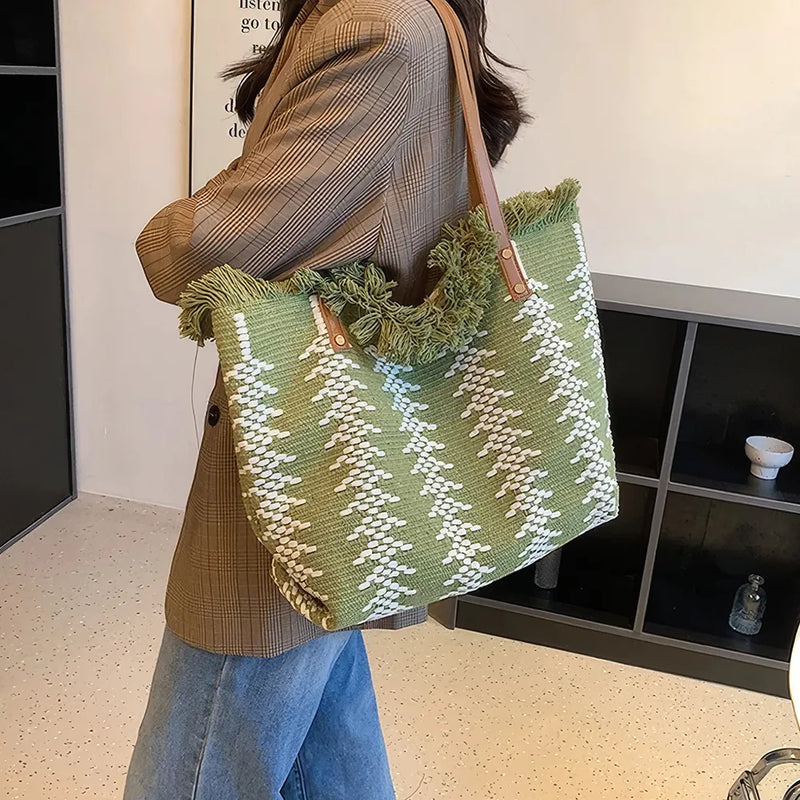 tassel canvas tote bag, view 13 - MRSLM