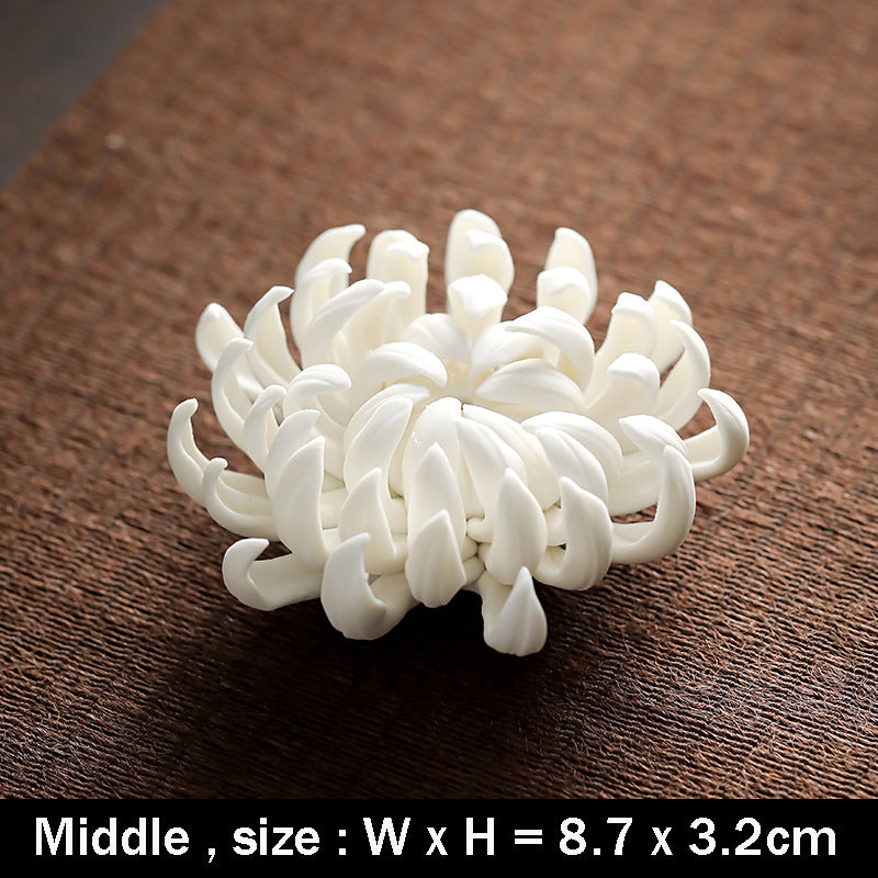 chrysanthemum ceramic incense burner, view 6 - MRSLM