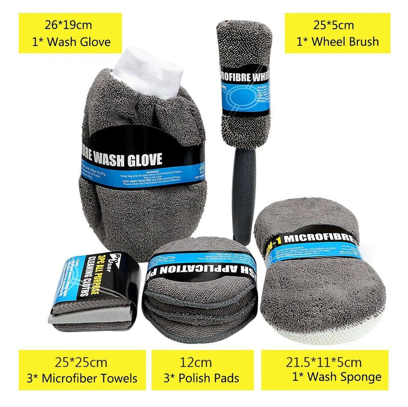 9-piece microfiber car cleaning kit, view 5 - MRSLM