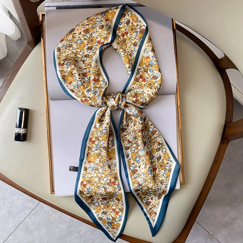 Floral print long polyester scarf, view 14 - MRSLM