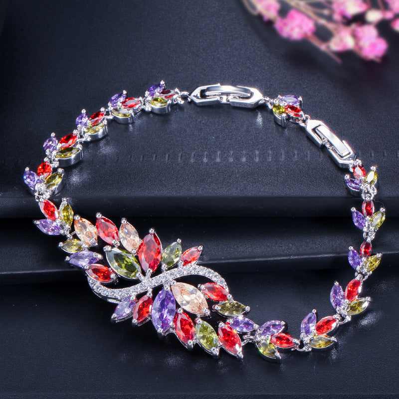 women's flower zircon bracelet, view 5 - MRSLM