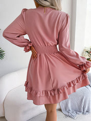 lace-up ruffle chiffon swing dress, view 6 - MRSLM