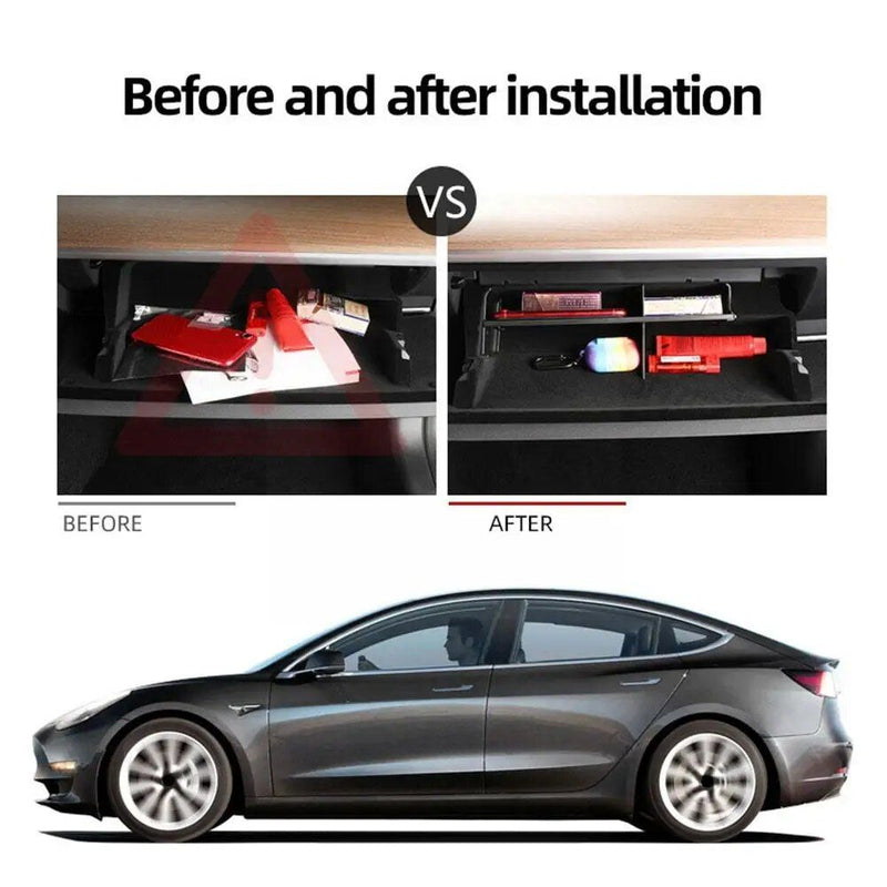 layered glove box organizer for model 3 and y, view 5 - MRSLM