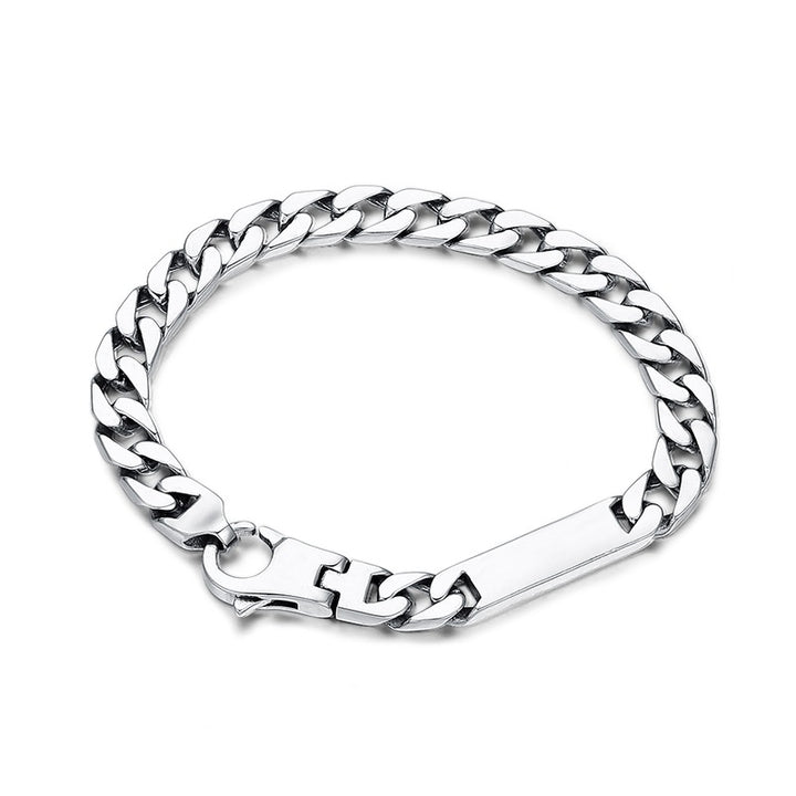 S925 Silver Retro Worn Simple Punk Bare Silver Bracelet