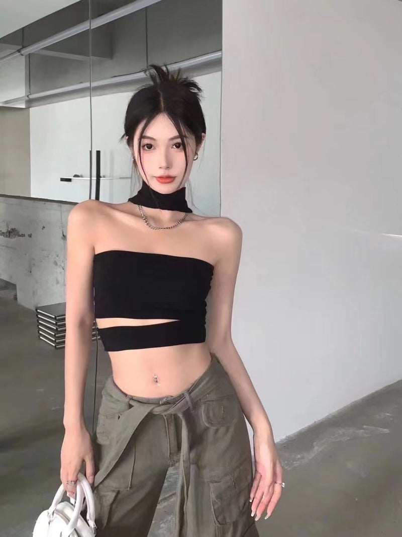 Black Strapless Inner Vest Summer Sexy