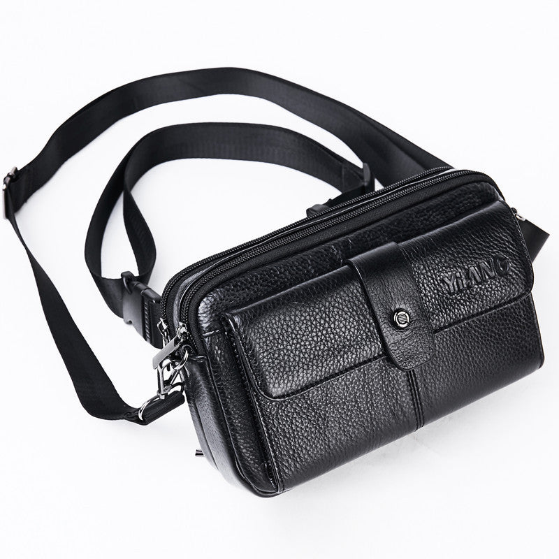 top layer cowhide messenger bag, view 6 - MRSLM