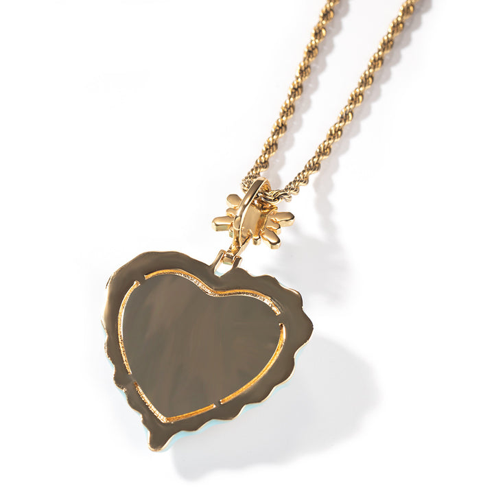 Oil Drip Love Sweater Pendant Necklace