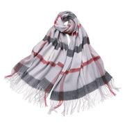 elegant plaid wool shawl, view 8 - MRSLM