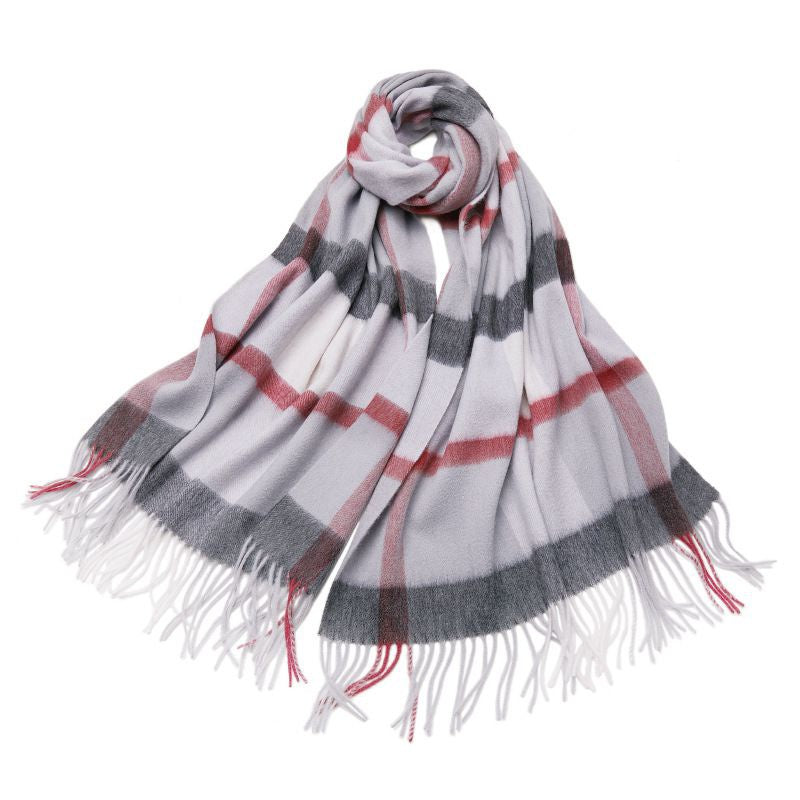 elegant plaid wool shawl, view 8 - MRSLM