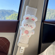 plush rabbit bear seat belt shoulder cover, view 4 - MRSLM