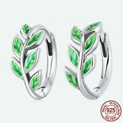 sterling silver green branch stud earrings, view 5 - MRSLM