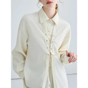 lace-up long sleeve blouse, view 4 - MRSLM