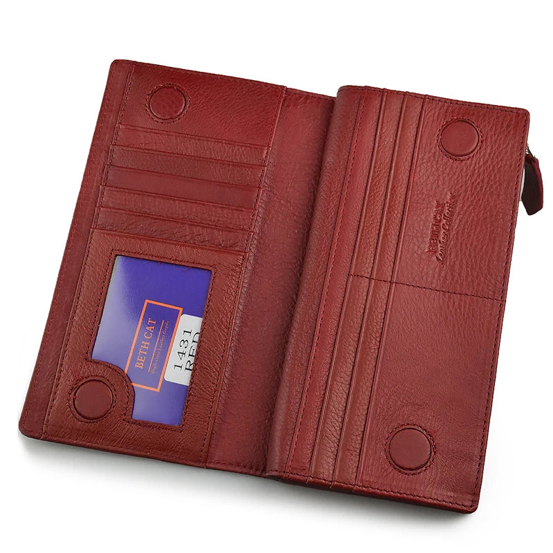 Genuine leather long wallet for women, view 6 - MRSLM