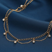 Silver wave zircon layered necklace, view 3 - MRSLM