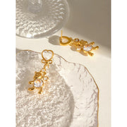 Gold plated panda earrings with cat's eye stone, view 6 - MRSLM