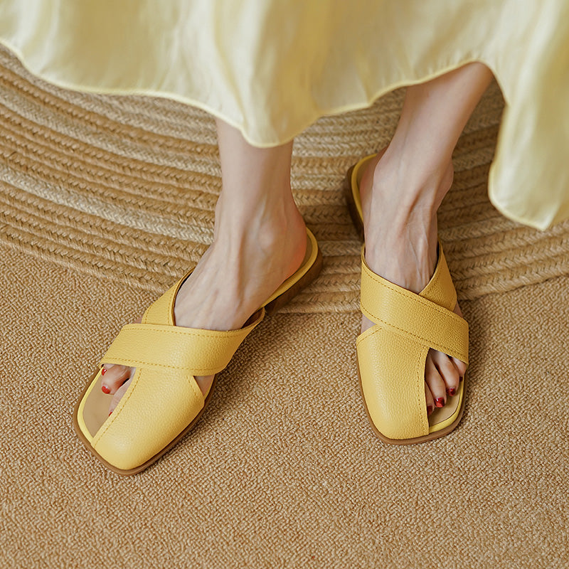 genuine leather rome style mules - MRSLM