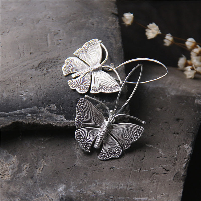 sterling silver butterfly vintage earrings, view 3 - MRSLM