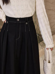 high waist pleated denim skirt, view 7 - MRSLM
