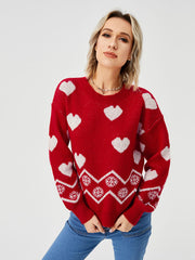 women's loose cozy heart sweater, view 2 - MRSLM