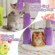 Purple monster cat tree tower, view 4 - MRSLM