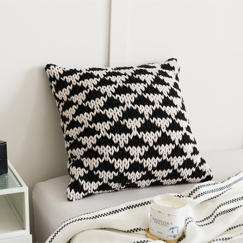 hand crochet chunky knit throw pillow, view 3 - MRSLM